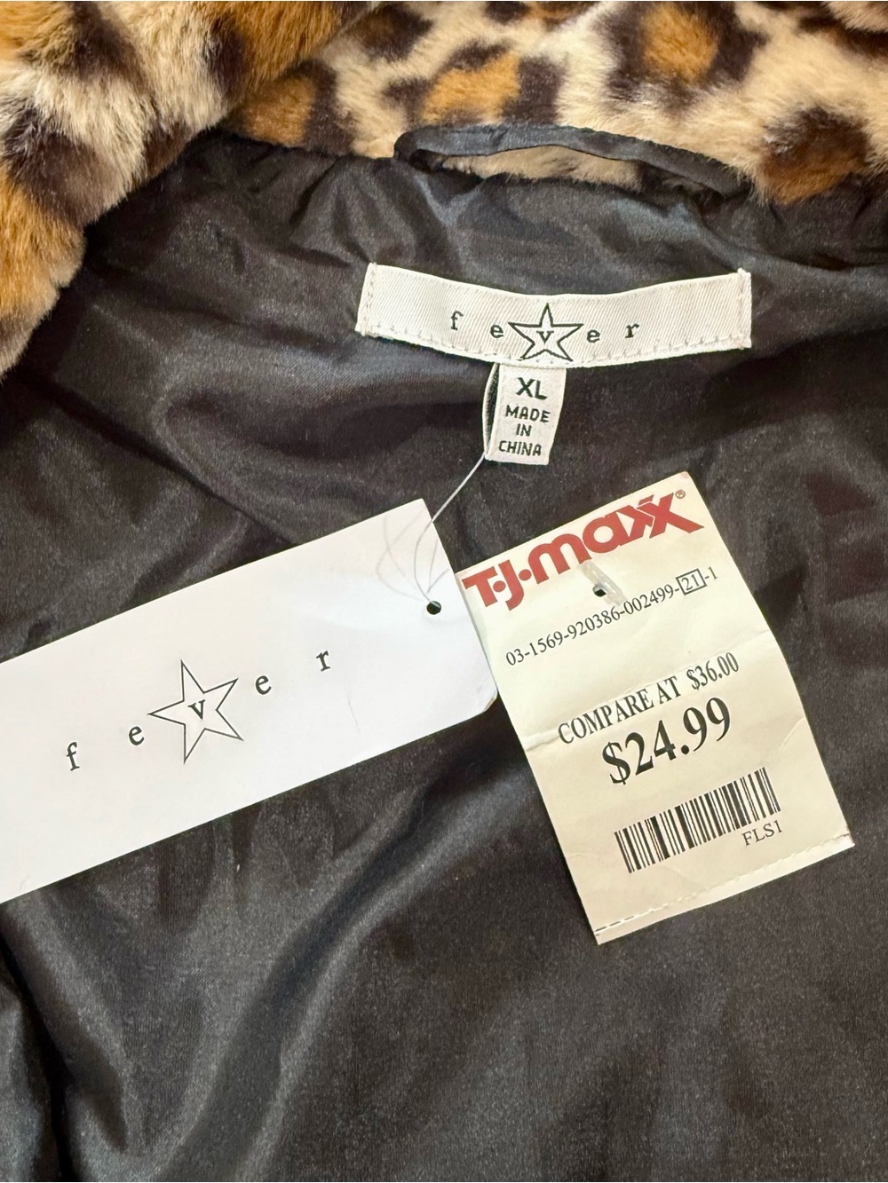 NWT Fever Leopard Print Faux Fur Zip Up Vest Size XL Soft Lined Winter Layer - Picture 5 of 10
